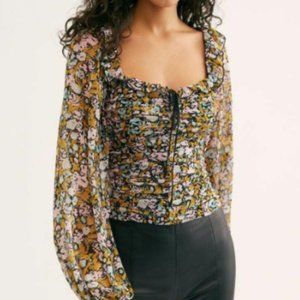 Free People Mabel Printed Blouse New With Tags NWT